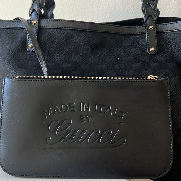 GUCCI Original GG Canvas and Leather Craft Original Tote with POUCH - Picture 8 of 16